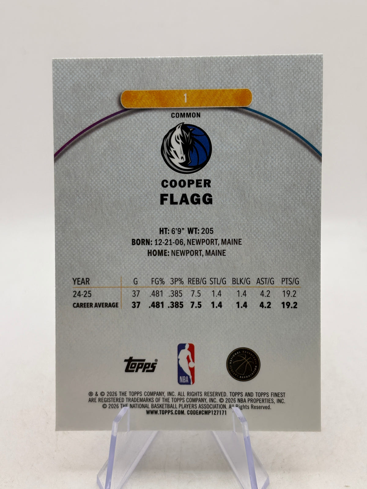 2025-26 Topps Finest Cooper Flagg Mavericks #1 Rookie Oil Spill Refractor image 2