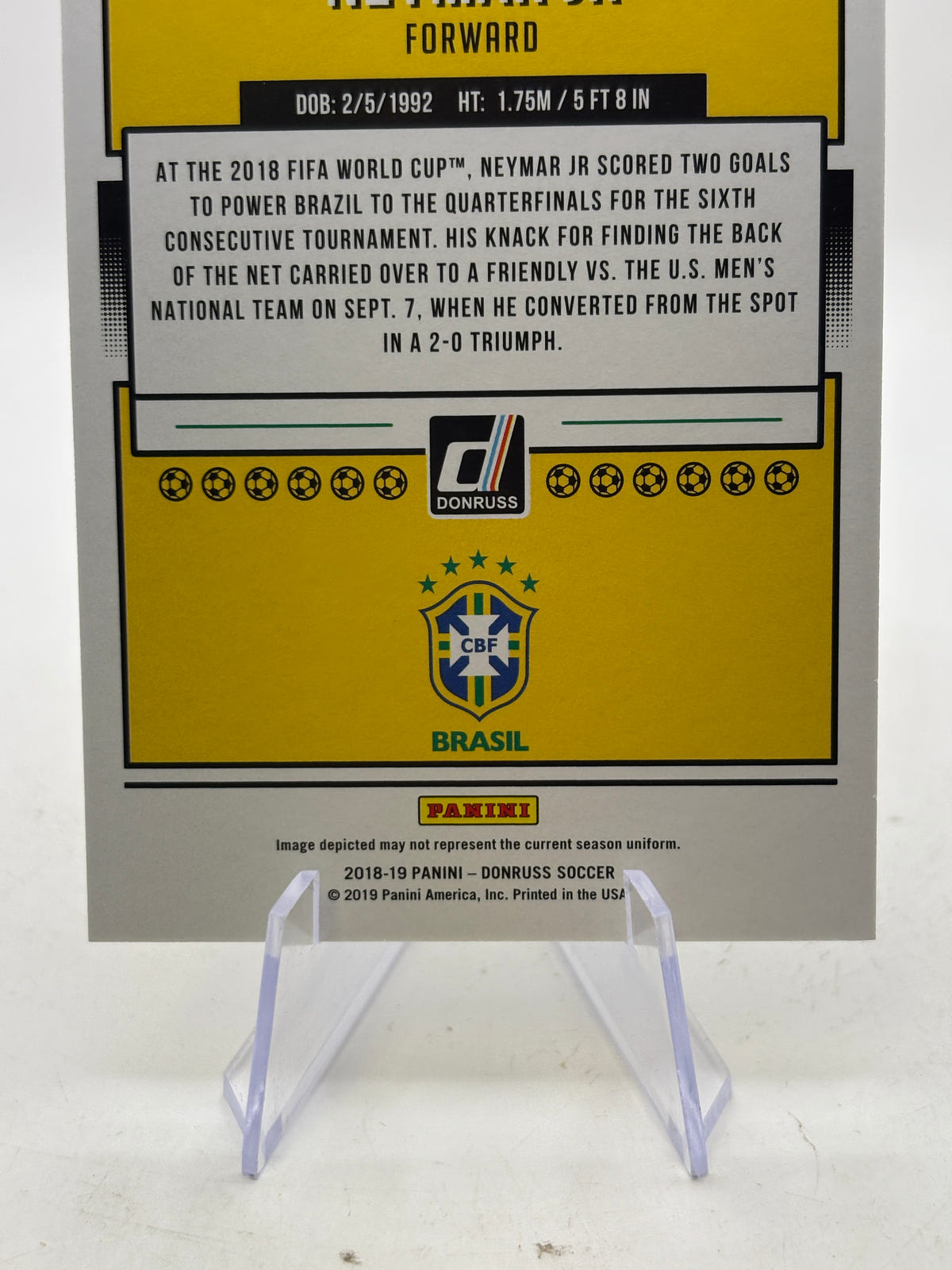2018-19 Panini Donruss Soccer #104 Neymar Jr Gold Press Proof /75 image 4