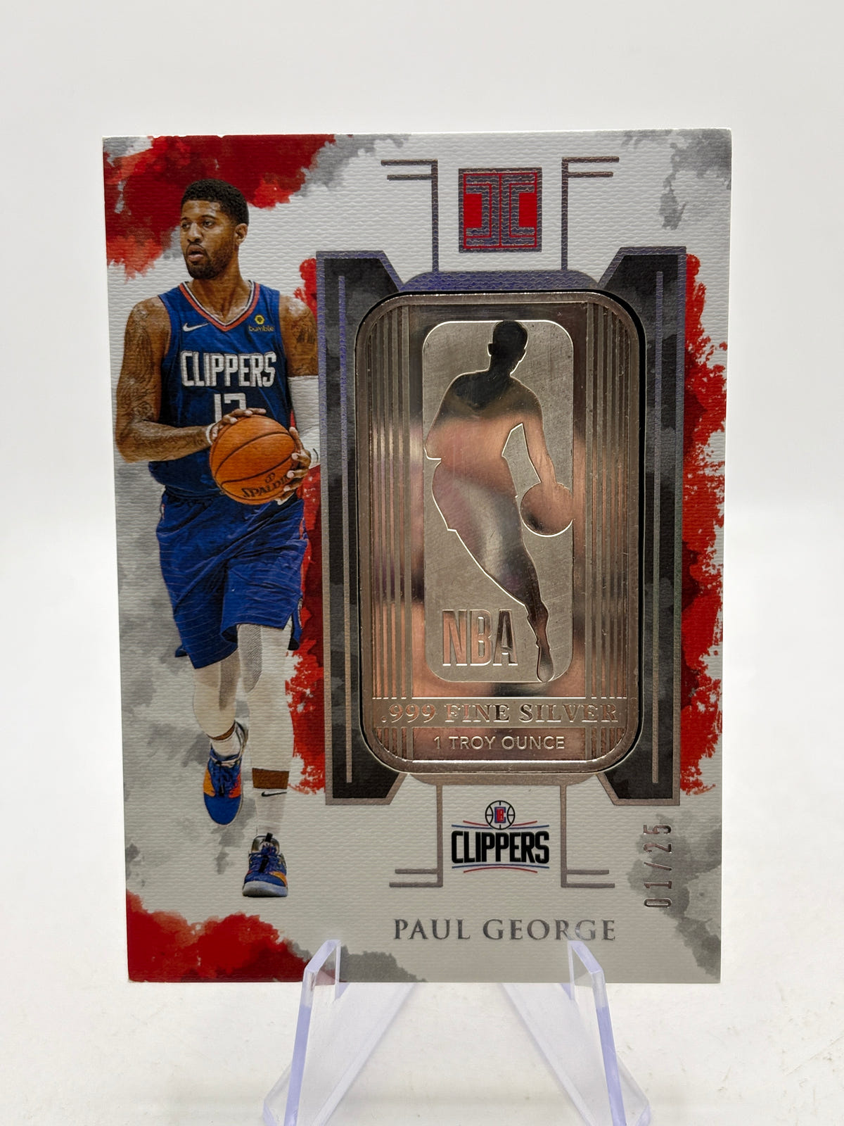 2019-20 Panini Impeccable Basketball #13 Paul George 999 Fine Silver 01/25 image 1