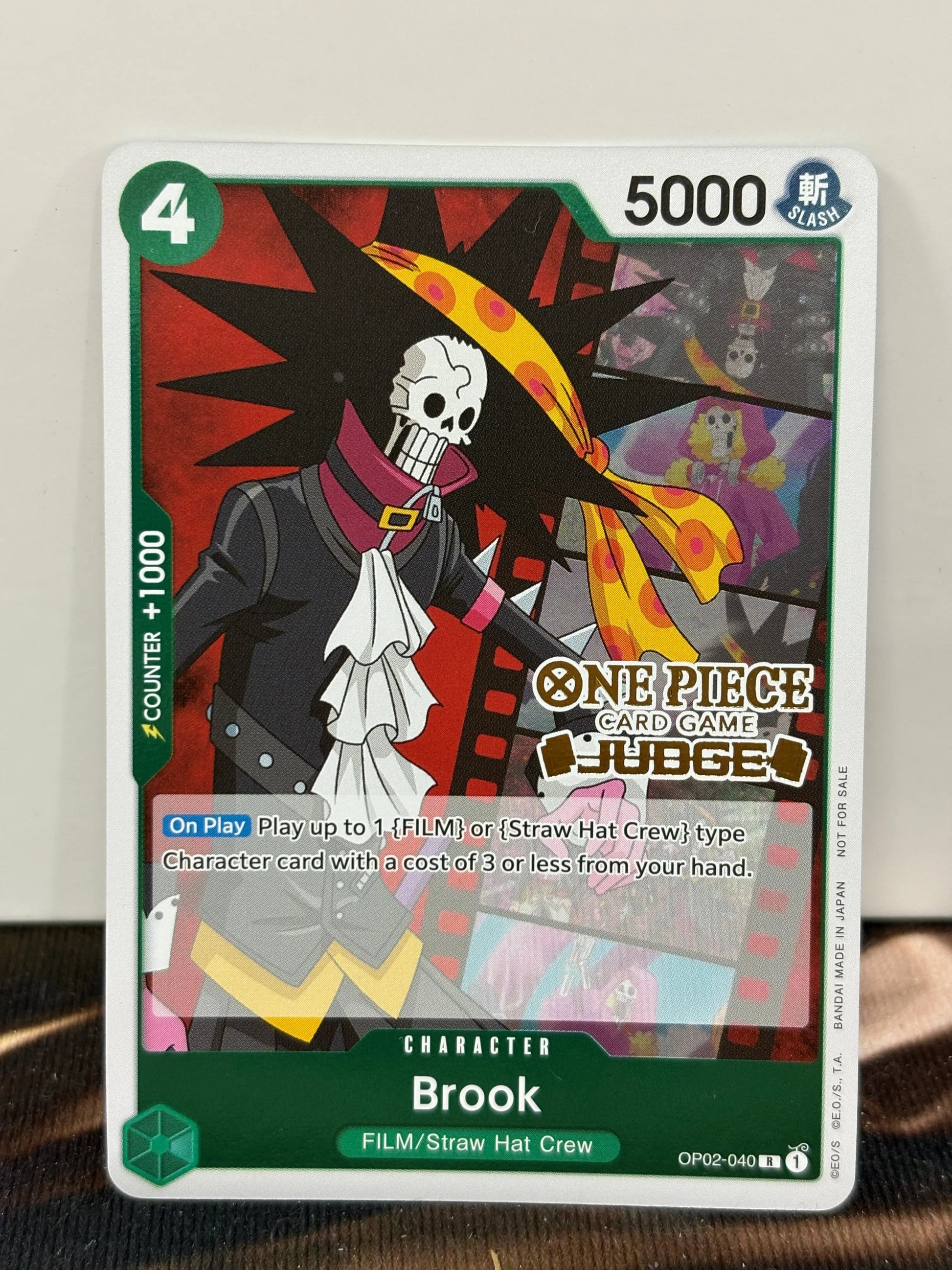 One Piece Brook Judge Card Holo Rare Judge Pack Vol 2 NM ENGLISH OP02-040 R FRENLY BRICKS - Open 7 Days