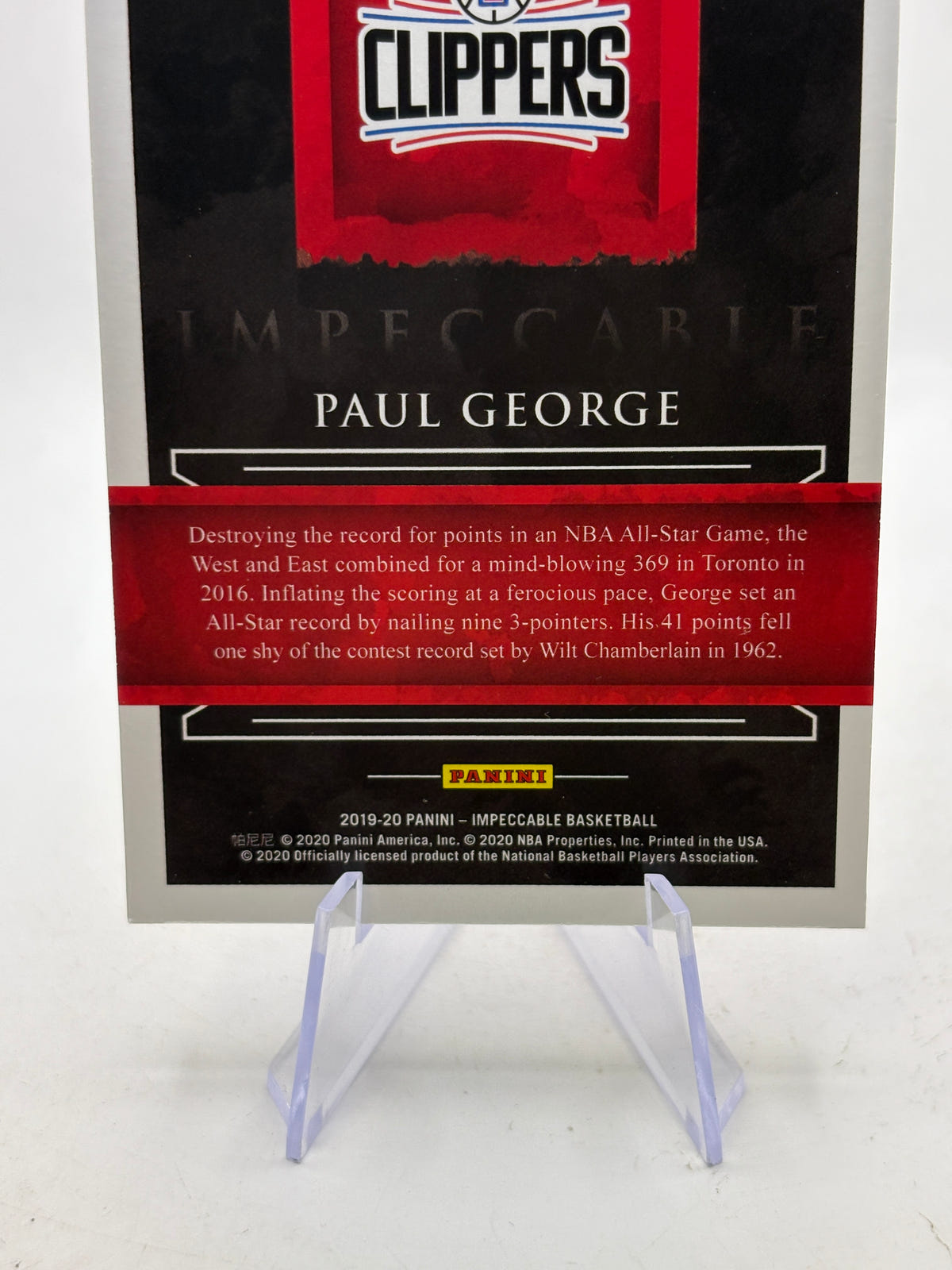 2019-20 Panini Impeccable Basketball #13 Paul George 999 Fine Silver 01/25 image 4