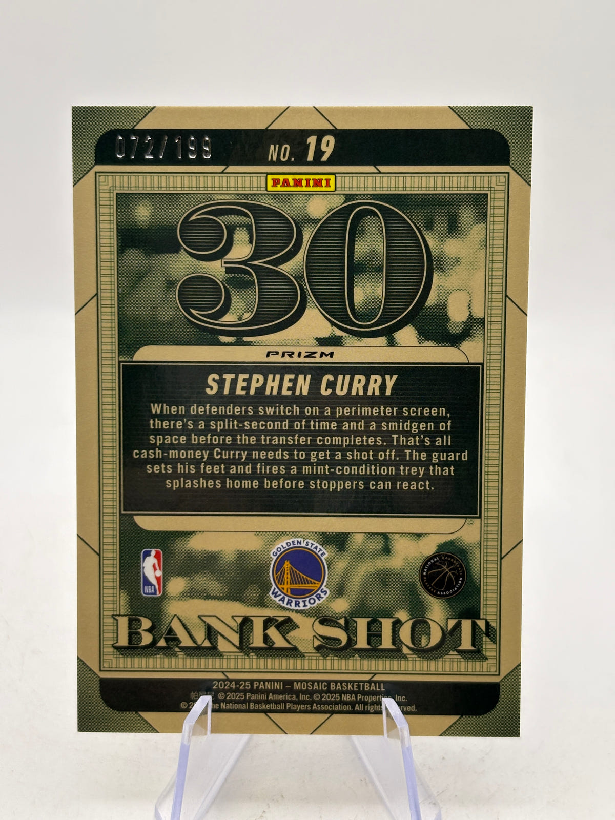 Panini 2024 Mosaic Stephen Curry Bank Shot Blue /199 #19 Golden State image 2