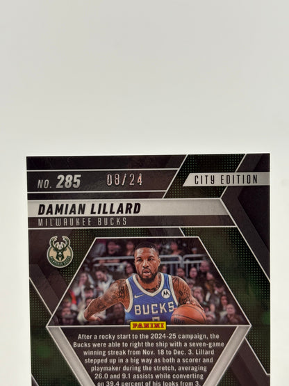 2024-25 Panini Mosaic Damian Lillard Purple Snakeskin Mosaic #/24 Bucks FRENLY BRICKS - Open 7 Days