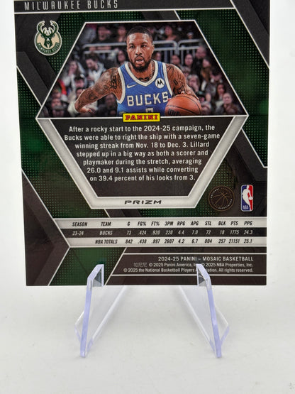 2024-25 Panini Mosaic Damian Lillard Purple Snakeskin Mosaic #/24 Bucks FRENLY BRICKS - Open 7 Days