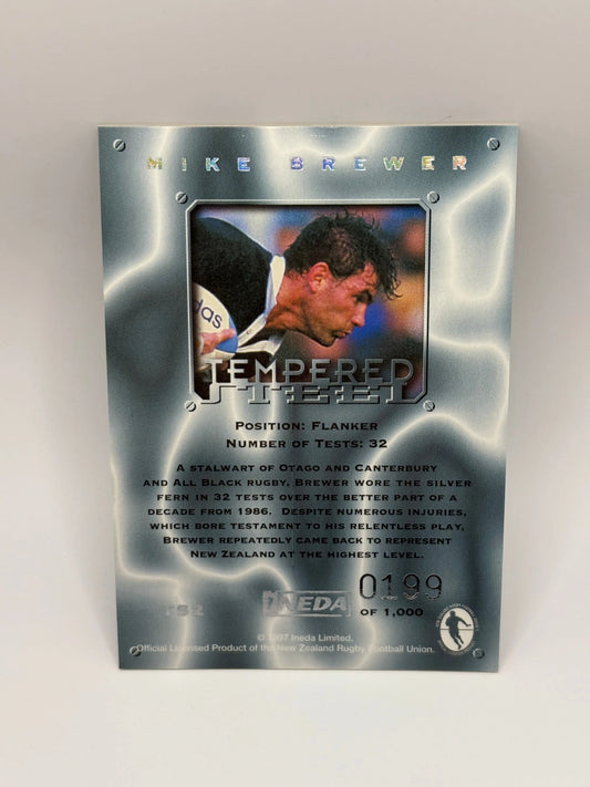 1997 Ineda NZ All Black Trading Cards Tempered Steel Subset TS9 Richard Loe #0199/1000 FRENLY BRICKS - Open 7 Days