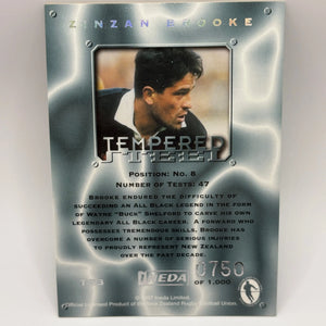 1997 Ineda NZ All Black Trading Cards Tempered Steel TS3 Zinzan Brooke #0750/1000 FRENLY BRICKS - Open 7 Days