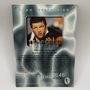 1997 Ineda NZ All Black Trading Cards Tempered Steel TS5 Sean Fitzpatrick #0646/1000 FRENLY BRICKS - Open 7 Days