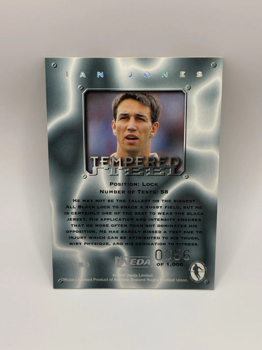 1997 Ineda NZ All Black Trading Cards Tempered Steel Card TS6 Ian Jones #0056/1000 FRENLY BRICKS - Open 7 Days