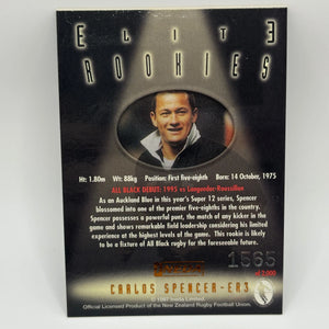 1997 Ineda NZ All Black Trading Cards Elite Rookies ER1 Carlos Spencer #1565/2000 FRENLY BRICKS - Open 7 Days