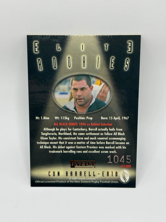 1997 Ineda NZ All Black Trading Cards Elite Rookies ER10 Con Barrell #1045/2000 FRENLY BRICKS - Open 7 Days