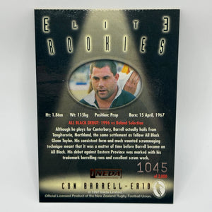 1997 Ineda NZ All Black Trading Cards Elite Rookies ER10 Con Barrell #1045/2000 FRENLY BRICKS - Open 7 Days