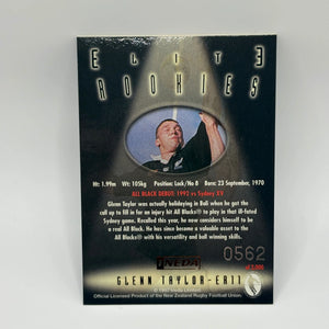 1997 Ineda NZ All Black Trading Cards Elite Rookies ER11 Glenn Taylor #0562/2000 FRENLY BRICKS - Open 7 Days