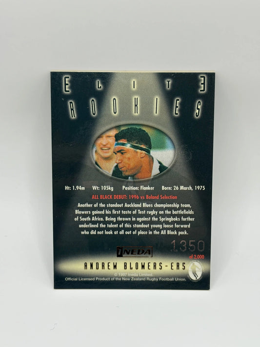 1997 Ineda NZ All Black Trading Cards Elite Rookies ER5 Andrew Blowers #1350/2000 FRENLY BRICKS - Open 7 Days