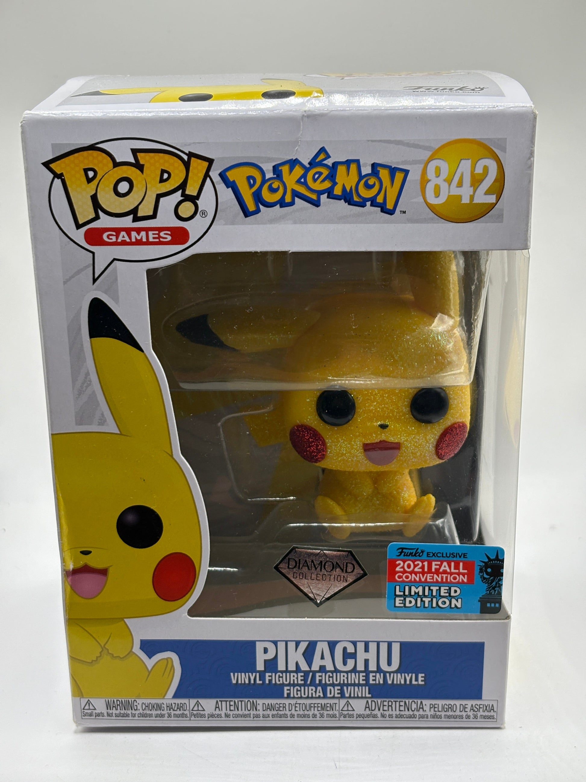 Funko POP! Games Pokemon #842 Pikachu 2021 Fall Con Diamond FRENLY BRICKS - Open 7 Days