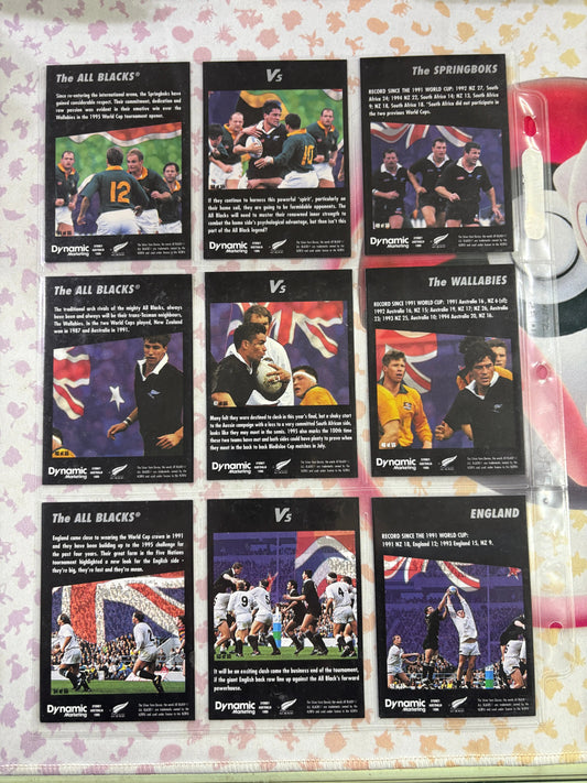 1995 Dynamic New Zealand All Blacks Rugby Union VS WALLABIES + ENGLAND + SPRINGBOKS Card Set FRENLY BRICKS - Open 7 Days