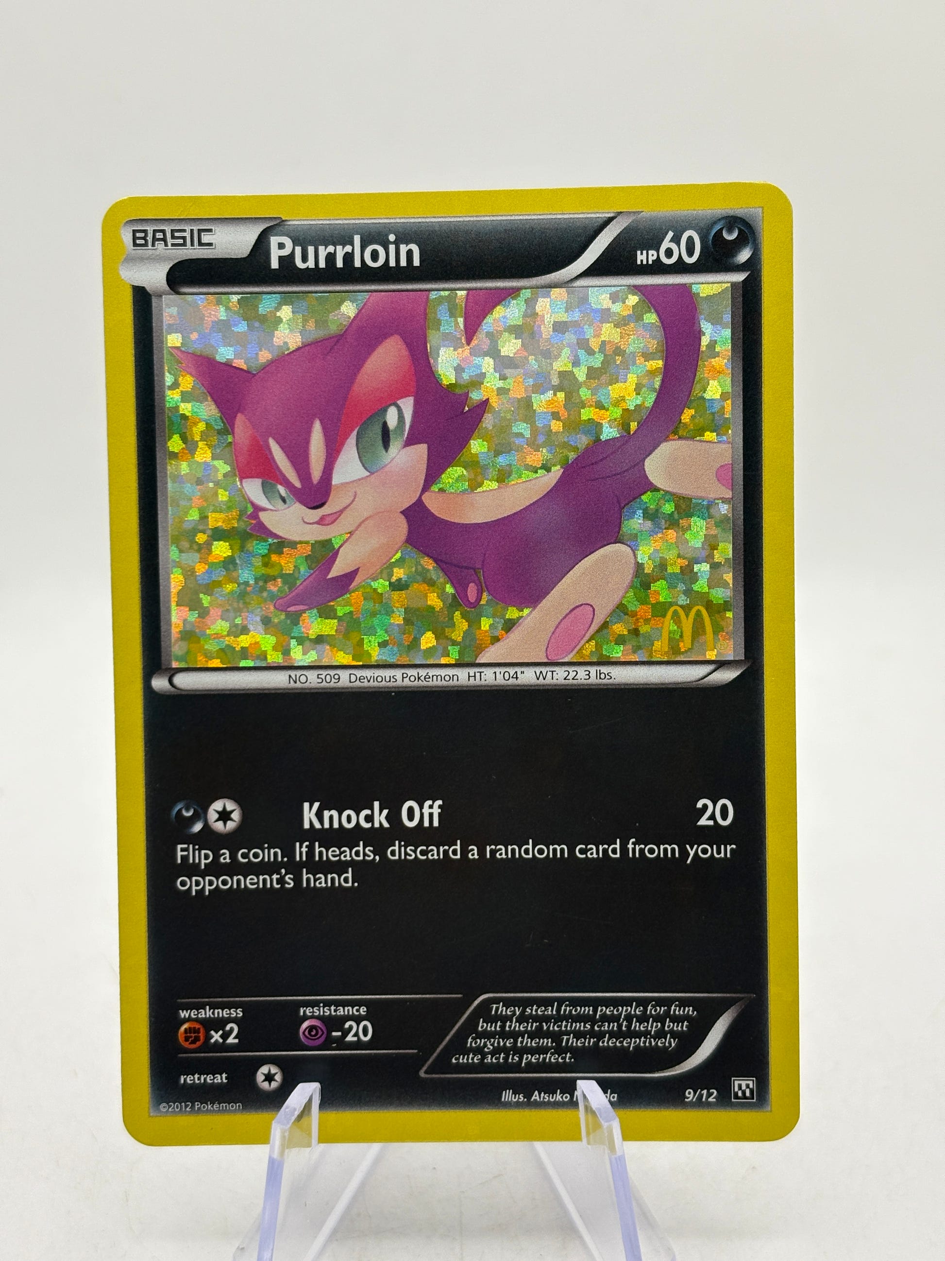 Pokemon TCG 2012 Mcdonalds Promo - Purrloin 9/12 Stamped Holo LP image 1