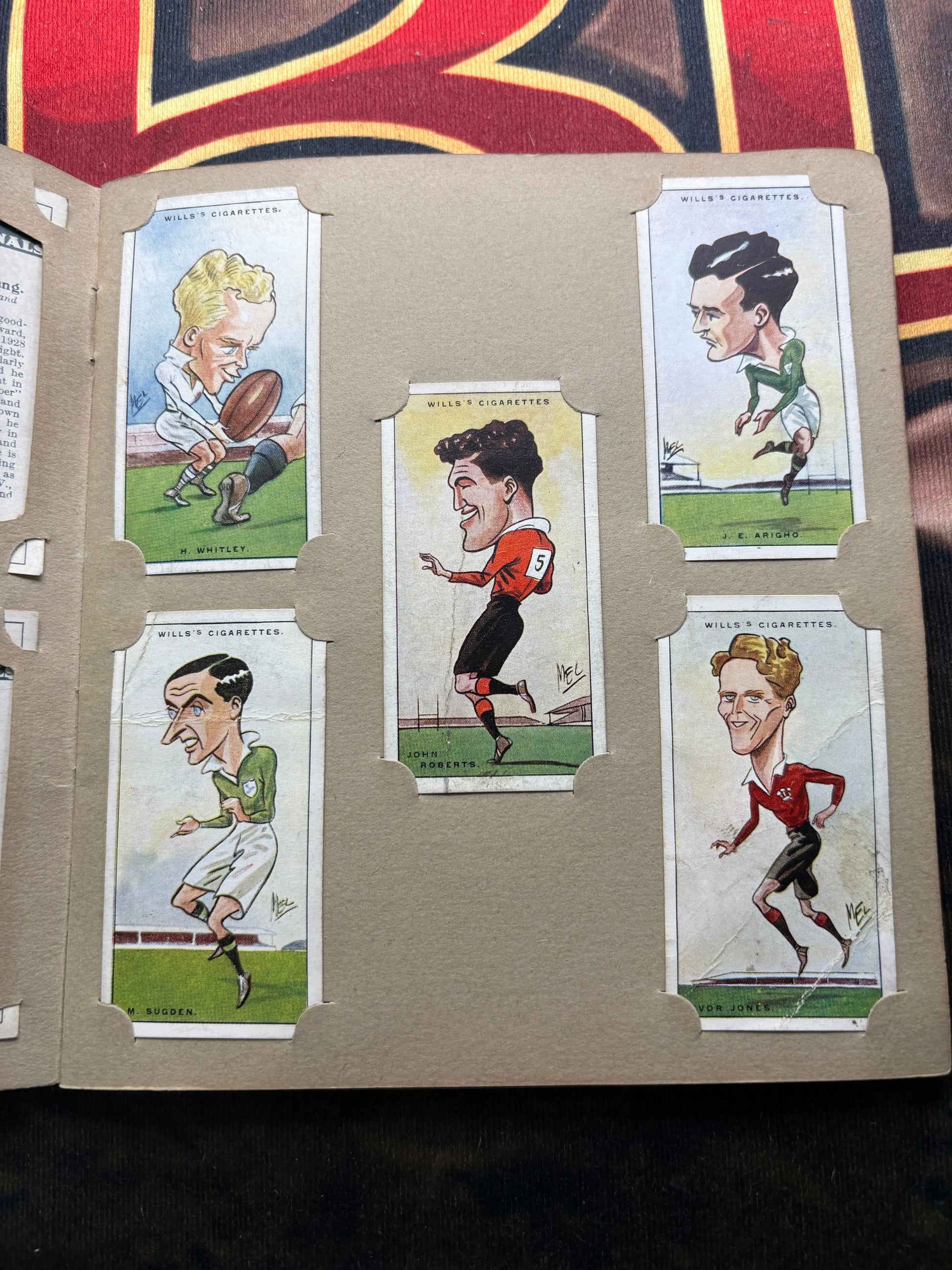 1929 Will’s Cigarette Picture Card Album Rugby Internationals COMPLETE ALBUM FRENLY BRICKS - Open 7 Days