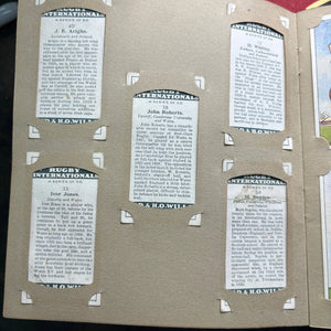 1929 Will’s Cigarette Picture Card Album Rugby Internationals COMPLETE ALBUM FRENLY BRICKS - Open 7 Days