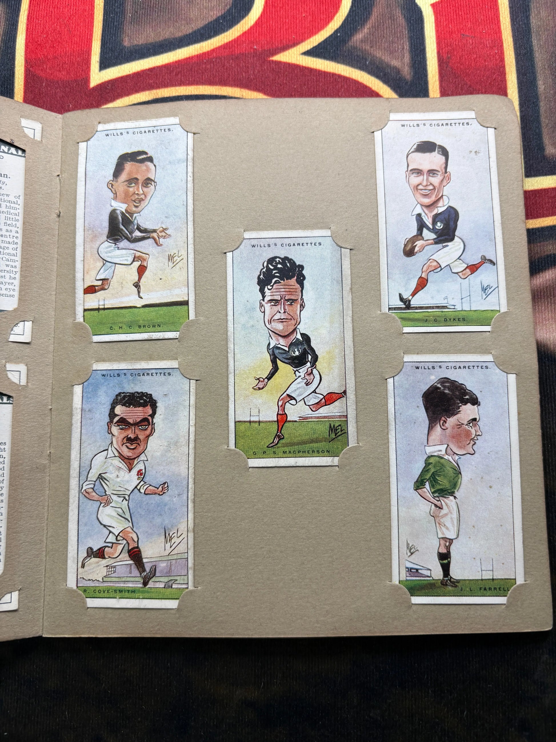 1929 Will’s Cigarette Picture Card Album Rugby Internationals COMPLETE ALBUM FRENLY BRICKS - Open 7 Days