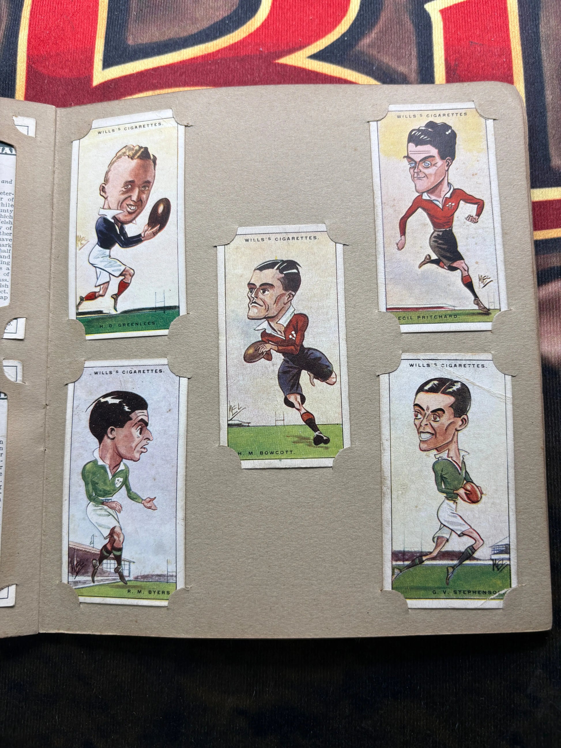 1929 Will’s Cigarette Picture Card Album Rugby Internationals COMPLETE ALBUM FRENLY BRICKS - Open 7 Days