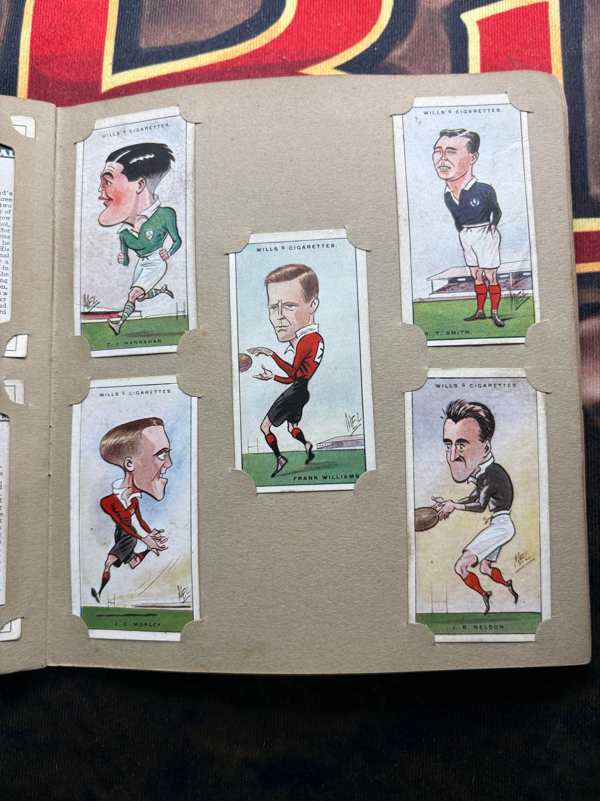 1929 Will’s Cigarette Picture Card Album Rugby Internationals COMPLETE ALBUM FRENLY BRICKS - Open 7 Days