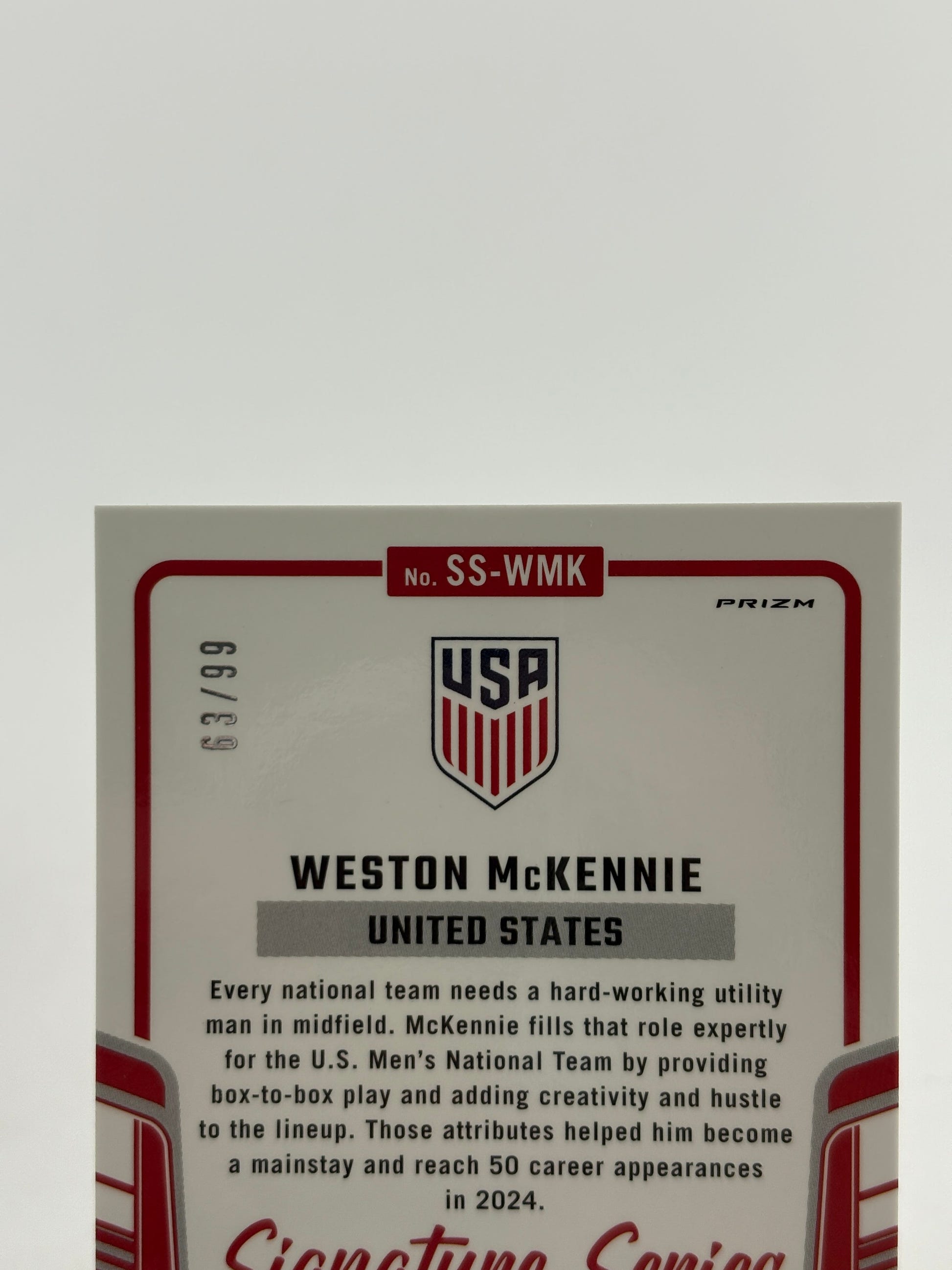 2024-25 Weston McKennie Panini Donruss Dragon Scale USMNT Autographed /99 FRENLY BRICKS - Open 7 Days image 3
