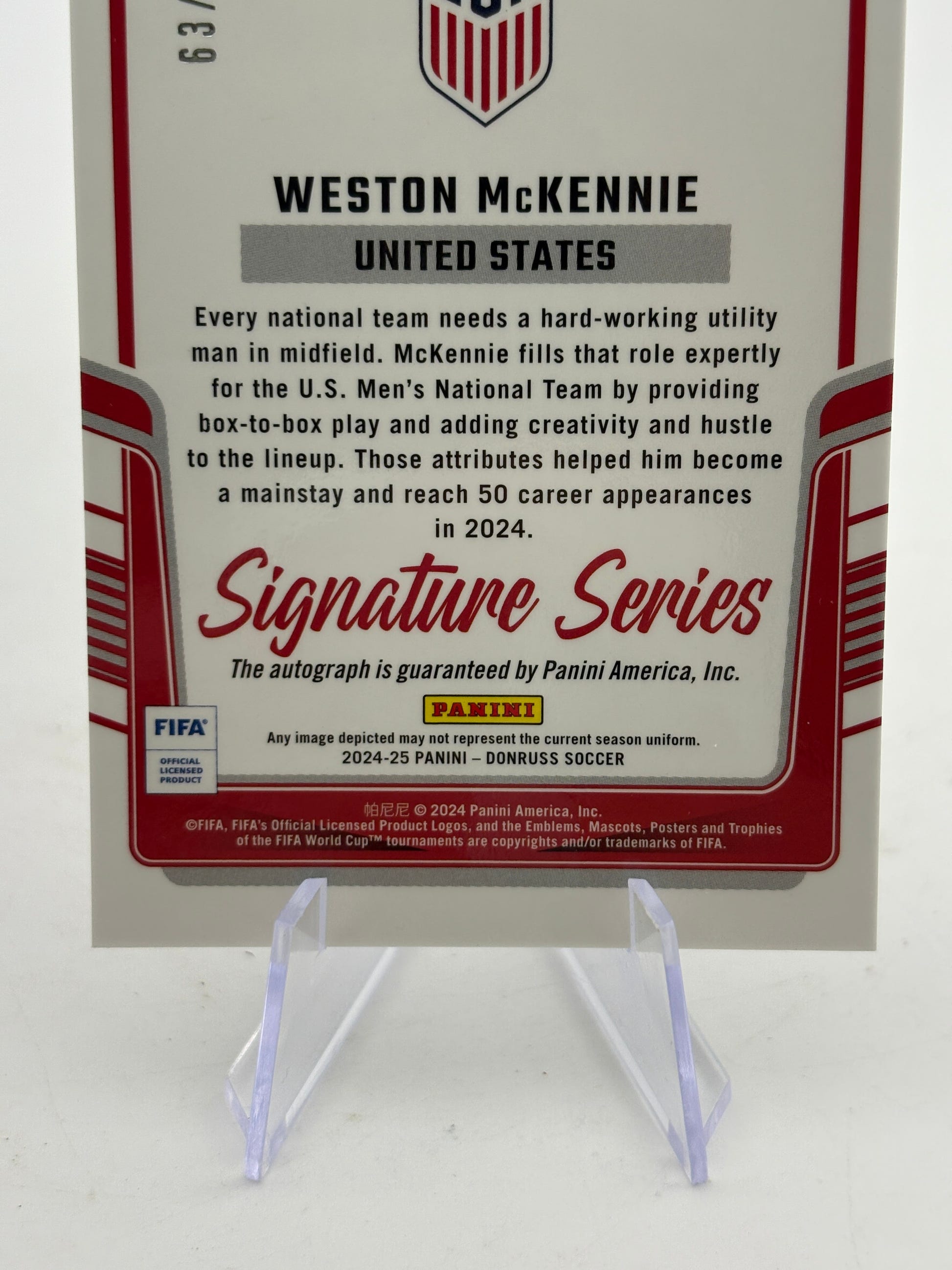 2024-25 Weston McKennie Panini Donruss Dragon Scale USMNT Autographed /99 FRENLY BRICKS - Open 7 Days image 4
