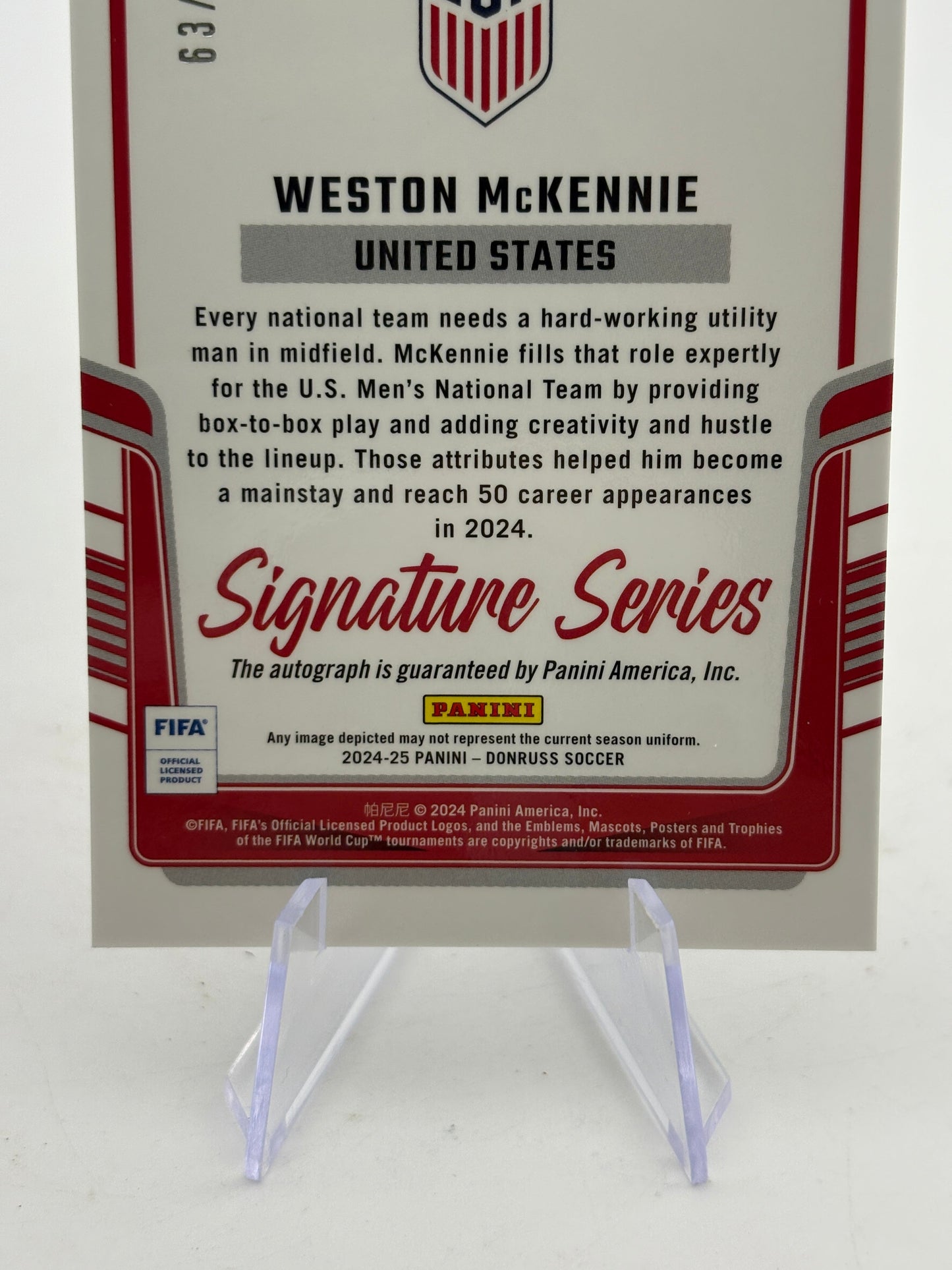 2024-25 Weston McKennie Panini Donruss Dragon Scale USMNT Autographed /99 FRENLY BRICKS - Open 7 Days