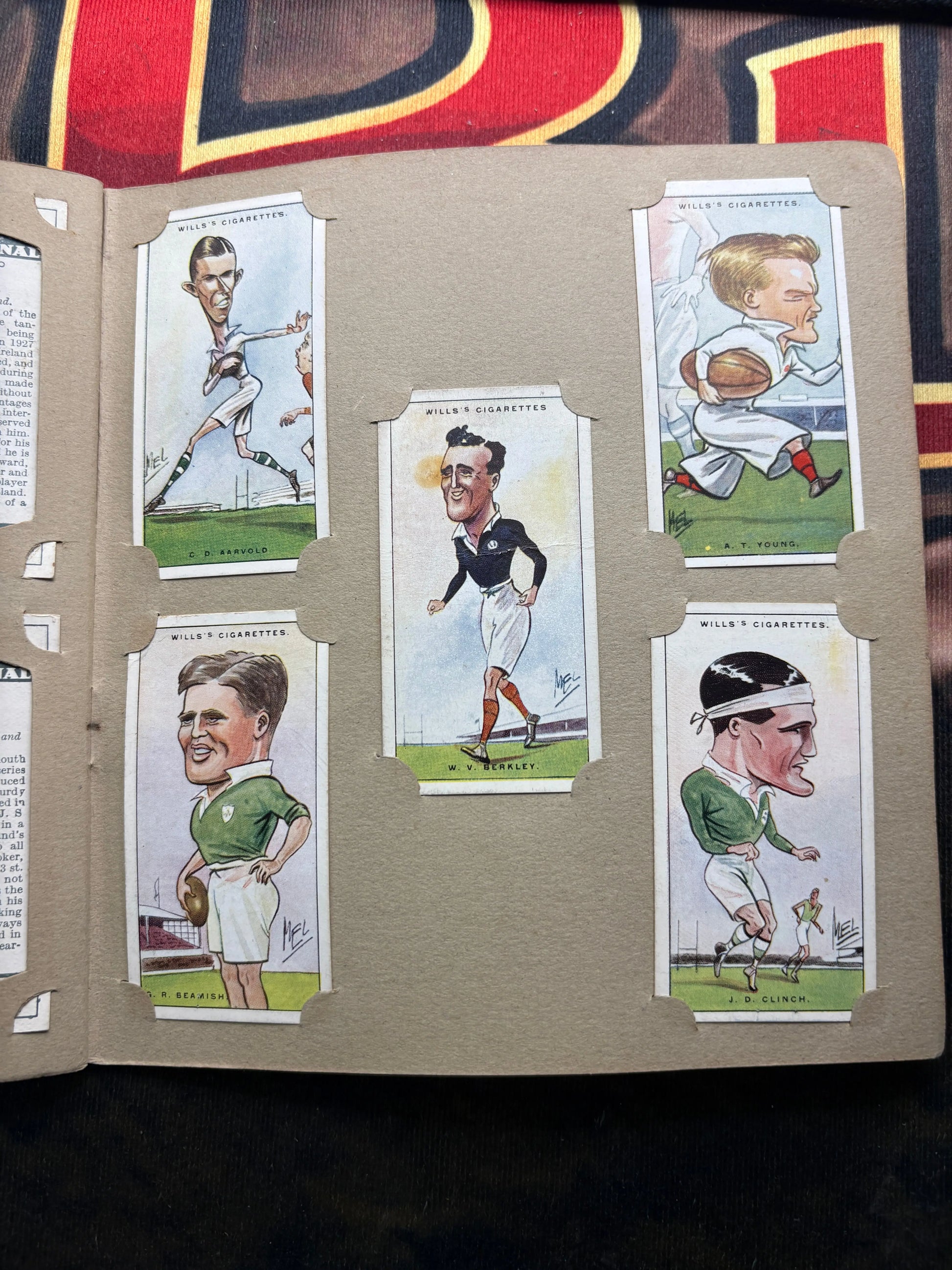 1929 Will’s Cigarette Picture Card Album Rugby Internationals COMPLETE ALBUM FRENLY BRICKS - Open 7 Days