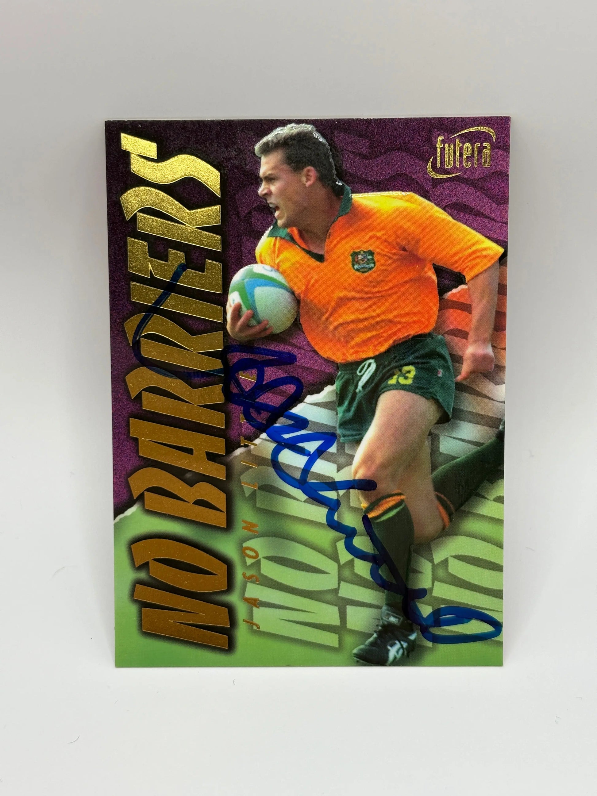1996 Futera Rugby Union Trading Cards HOBBY NO BARRIERS NB1 Jason Little ON CARD AUTO FRENLY BRICKS - Open 7 Days