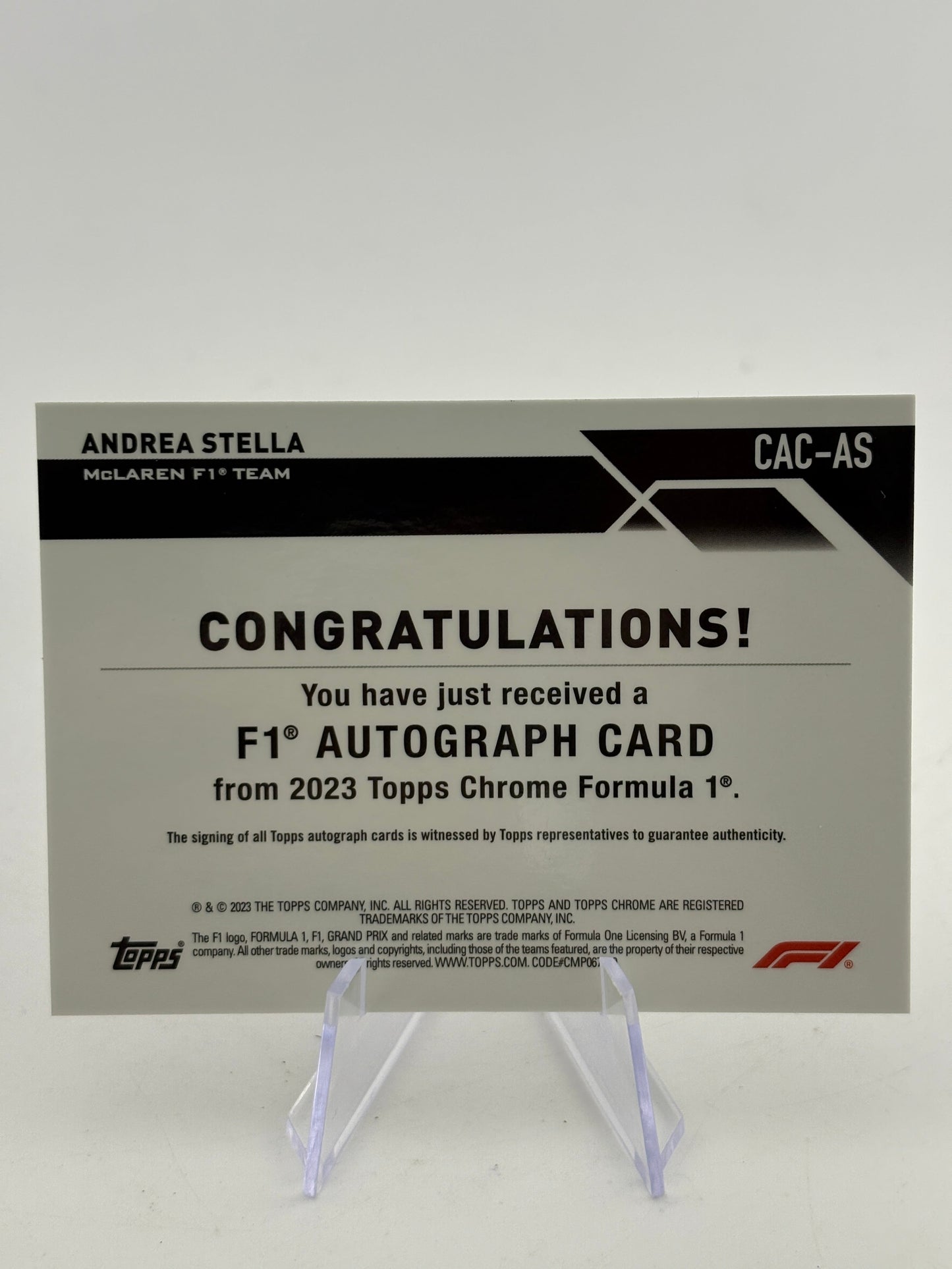 2023 Topps Chrome Formula 1 - Andrea Stella Silver Auto #CAC-AS FRENLY BRICKS - Open 7 Days