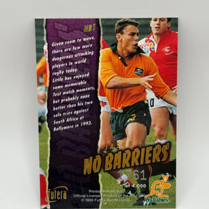 1996 Futera Rugby Union Trading Cards HOBBY NO BARRIERS NB1 Jason Little ON CARD AUTO FRENLY BRICKS - Open 7 Days
