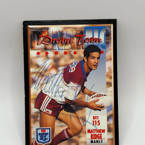 1994 NSW Rugby League Hand Signed Matthew Ridge Dream Team Card FRENLY BRICKS - Open 7 Days