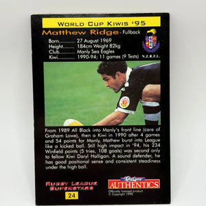 1995 Rugby League Superstars Matthew Ridge ON CARD AUTO FRENLY BRICKS - Open 7 Days