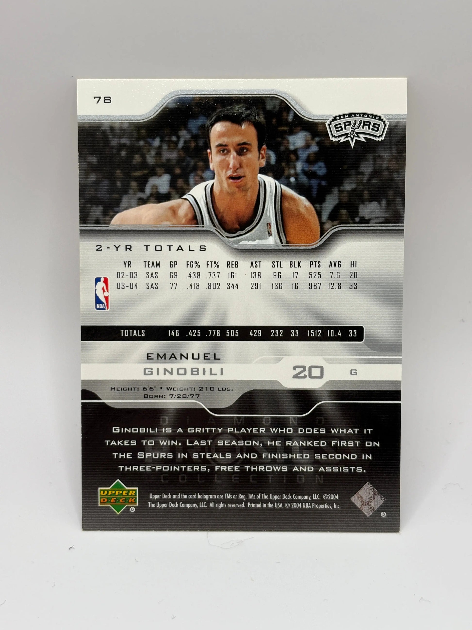 2004-05 Upper Deck Pro Sigs Diamond Collection Manu Ginobili Emanuel #78 HOF FRENLY BRICKS - Open 7 Days