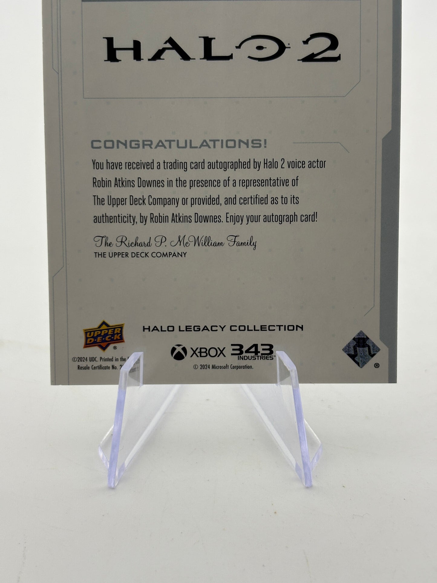 2024 Upper Deck Halo Legacy - Voice Talent Index Robin Atkin Prophet of Regret Auto FRENLY BRICKS - Open 7 Days