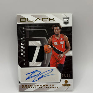 2021-22 Panini Black Rookie Memorabilia Greg Brown III /10 Auto Patch FRENLY BRICKS - Open 7 Days