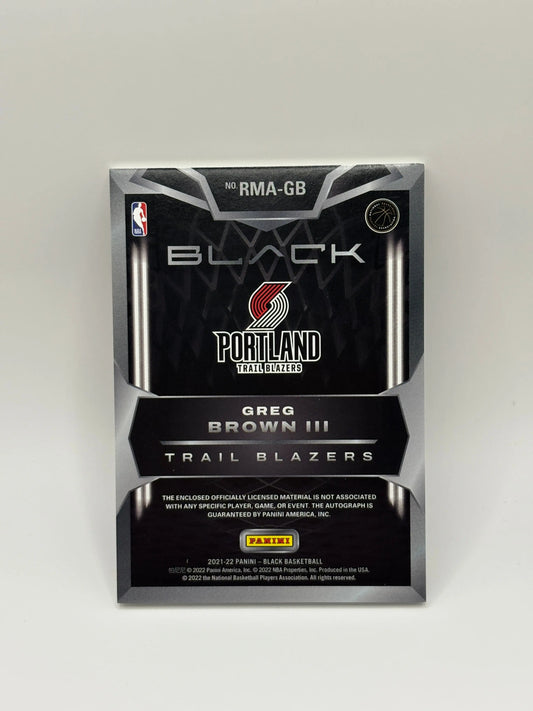 2021-22 Panini Black Rookie Memorabilia Greg Brown III /10 Auto Patch FRENLY BRICKS - Open 7 Days