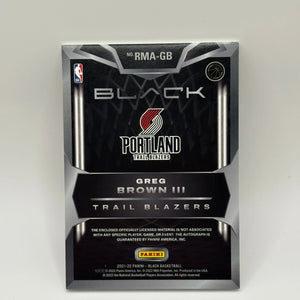 2021-22 Panini Black Rookie Memorabilia Greg Brown III /10 Auto Patch FRENLY BRICKS - Open 7 Days