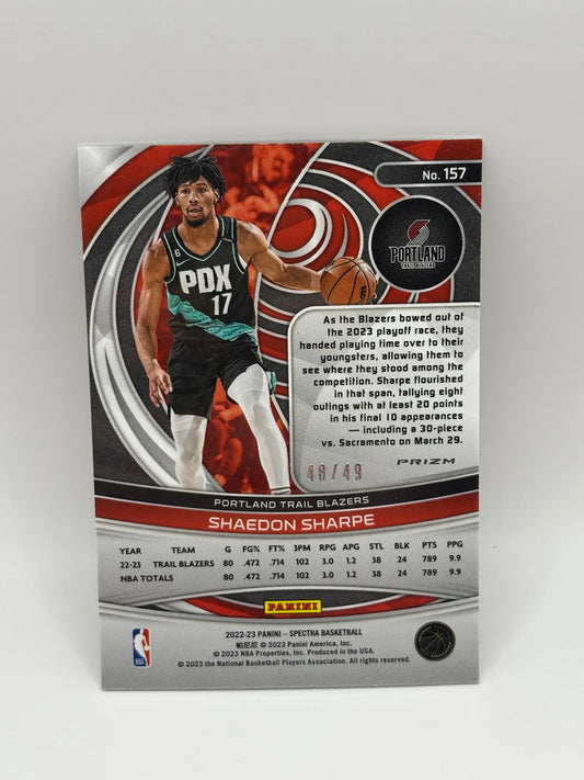 SHAEDON SHARPE 2023-24 SPECTRA ROOKIE ASIA BLUE ORANGE PRIZM RC /49 FRENLY BRICKS - Open 7 Days