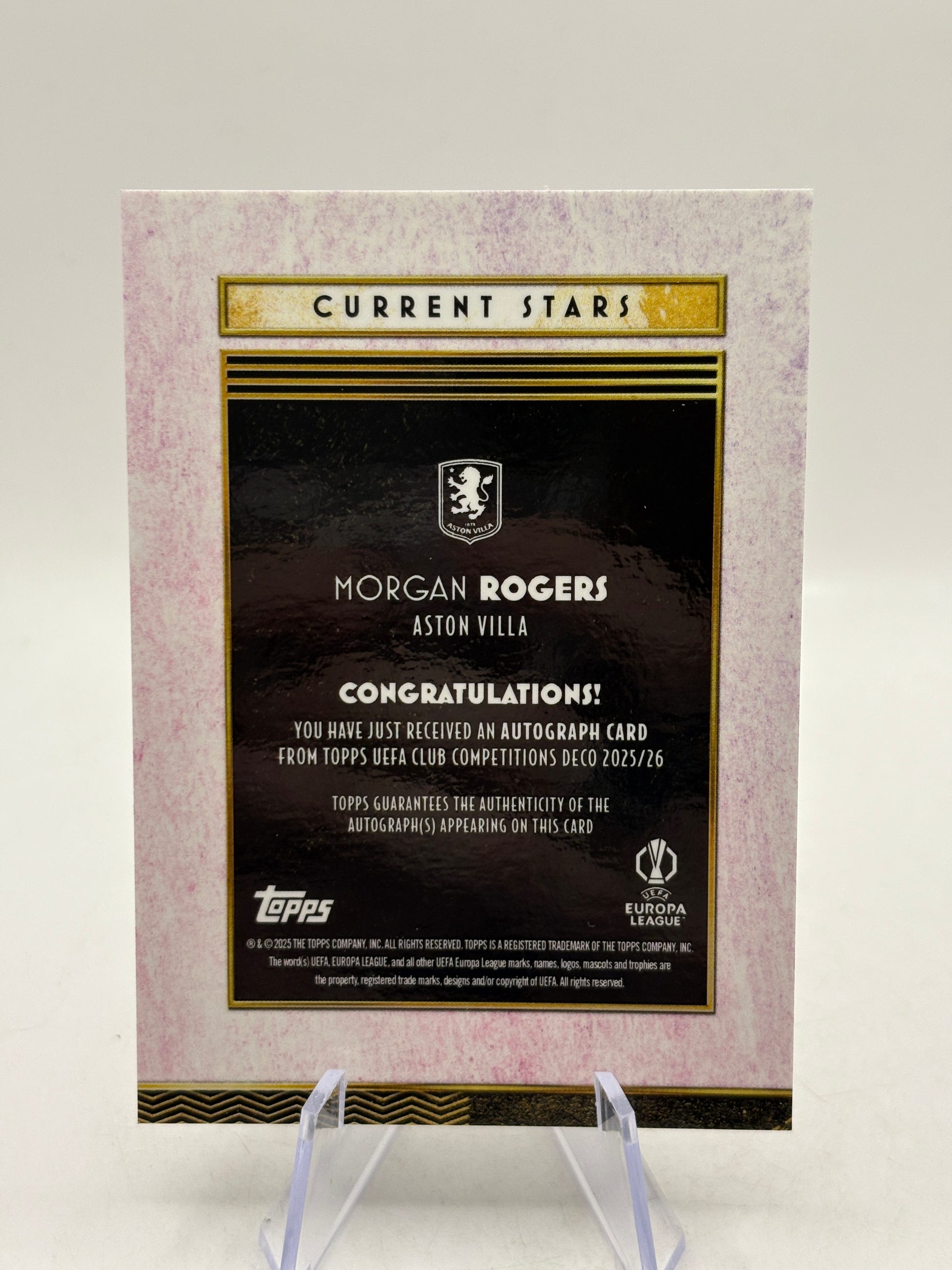 Morgan Rogers 2025-26 Topps Deco UCC Current Stars Purple Auto /50 image 2