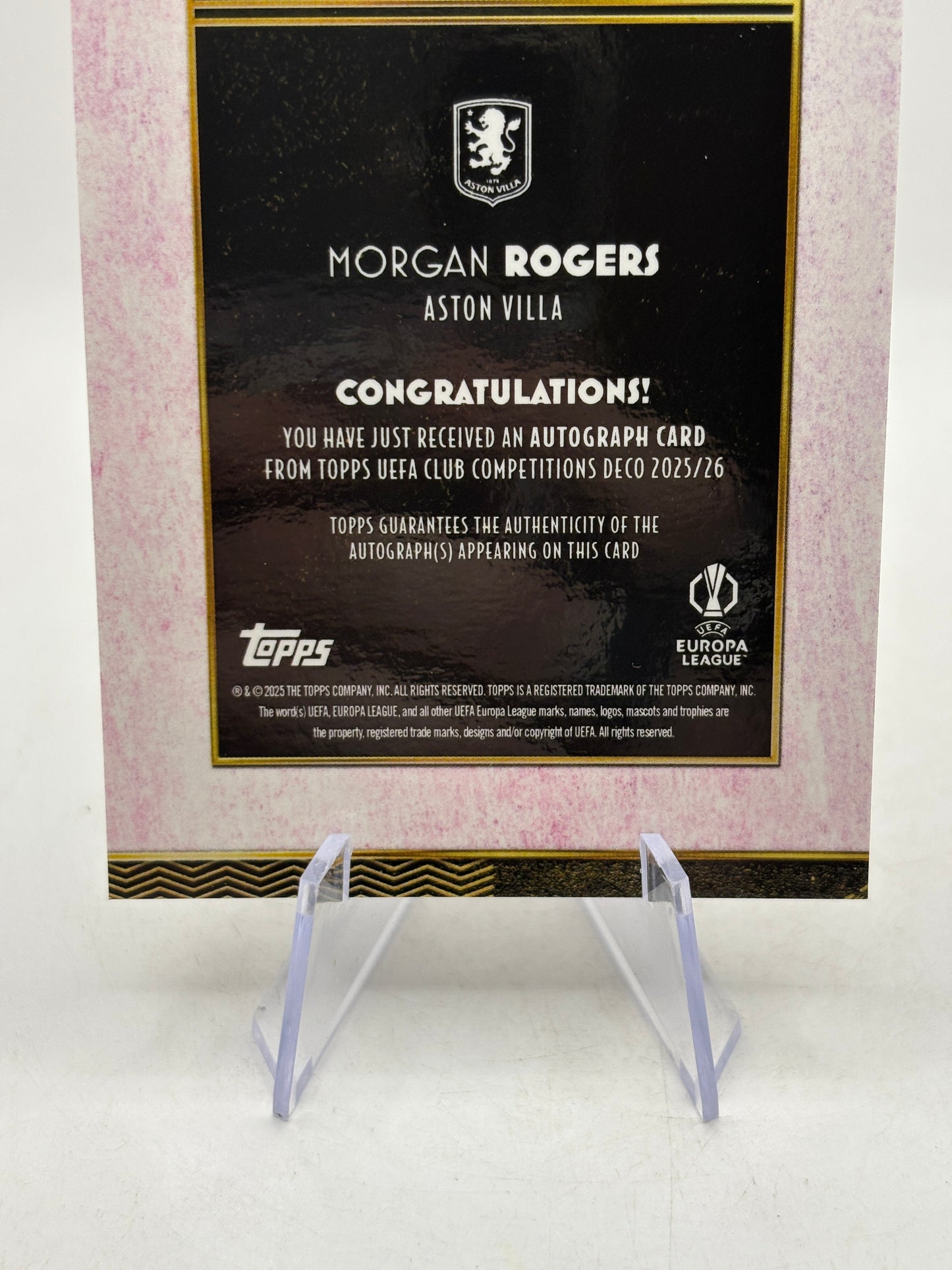 Morgan Rogers 2025-26 Topps Deco UCC Current Stars Purple Auto /50