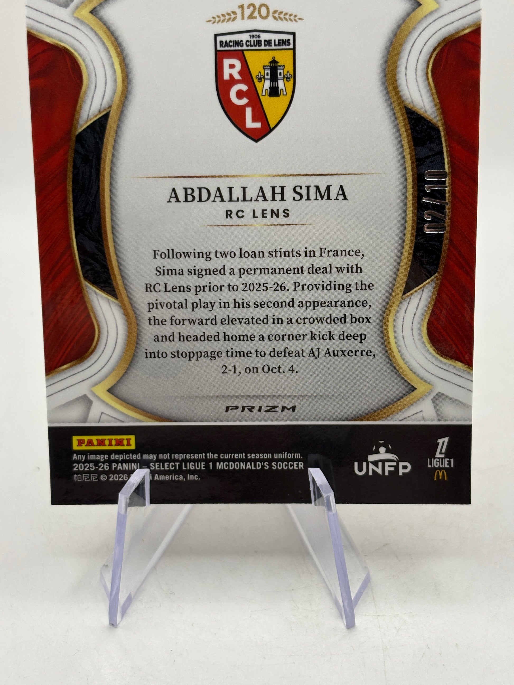 2025-26 Panini Select Ligue 1 Mcdonalds - Abdallah Sima 02/10 Gold Dragon Scale image 4