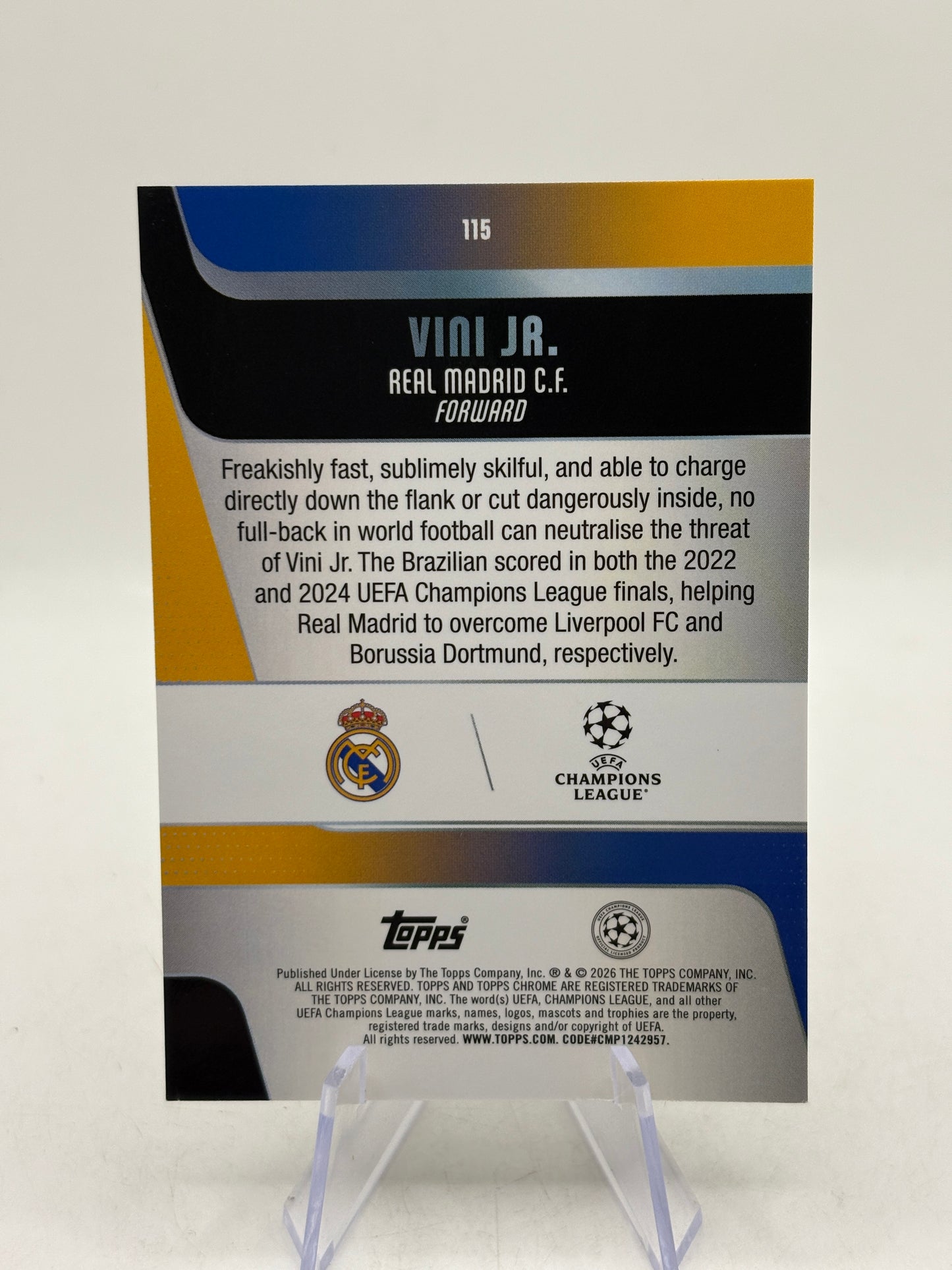 2025-26 Topps Chrome UEFA - #115 Vini Jr. Green Refractor /99