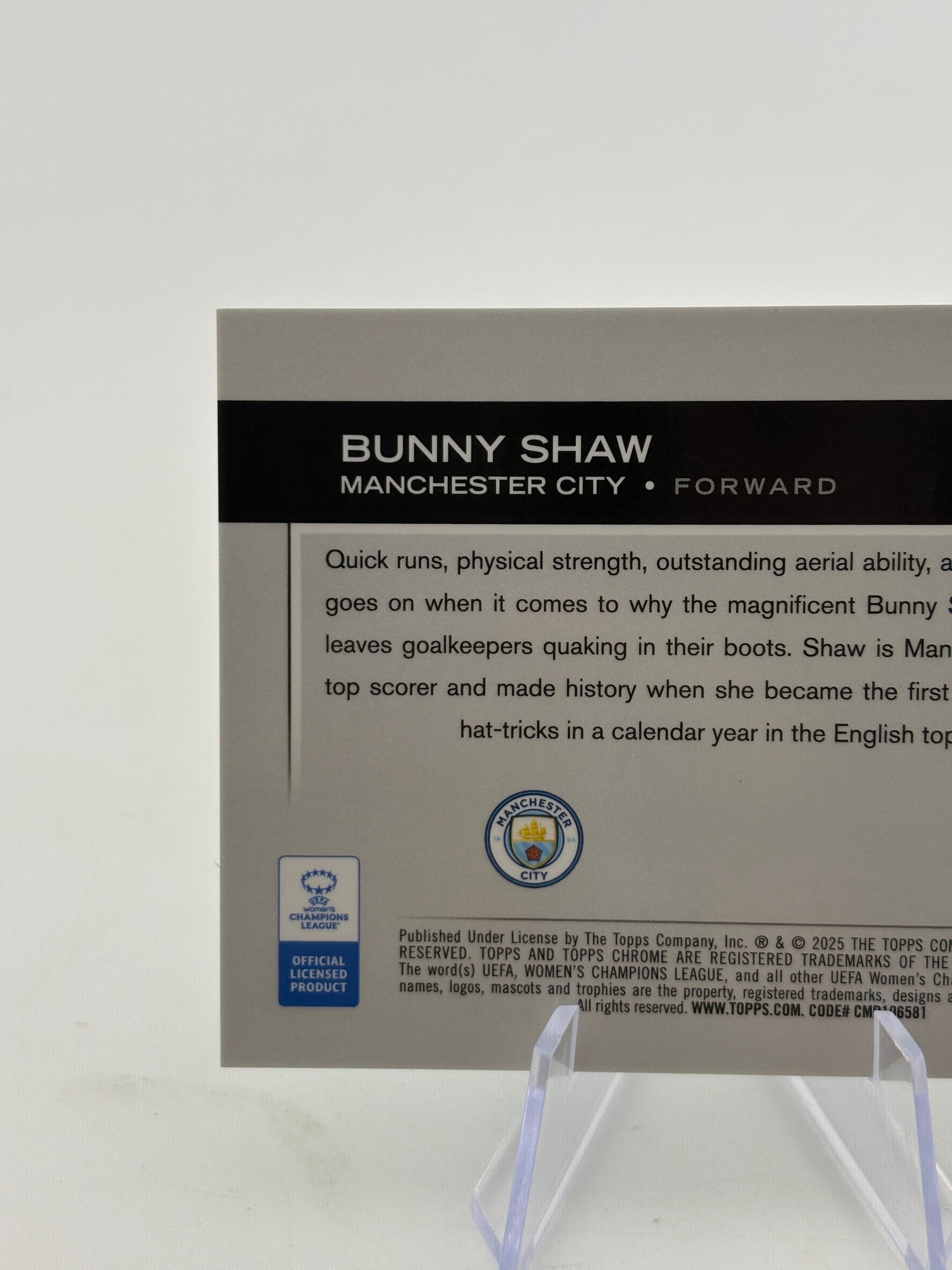 2025 Topps Chrome WUCL - Bunny Shaw 01/99 Green Refractor FRENLY BRICKS - Open 7 Days image 3
