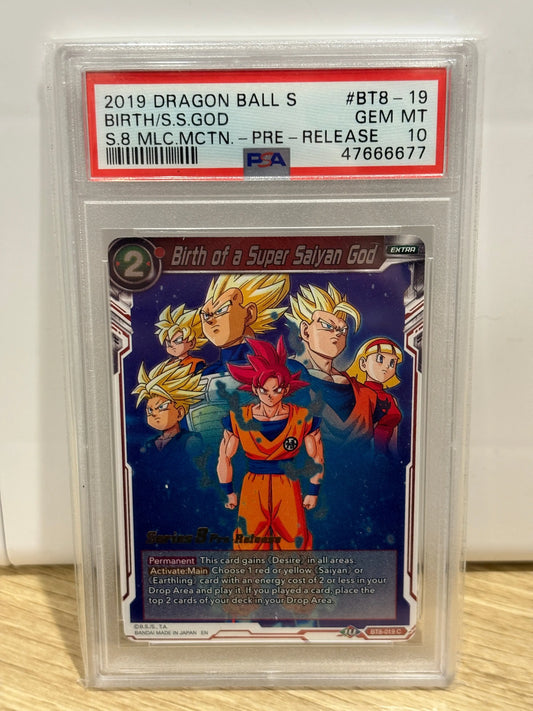 2019 Dragon Ball Super Birth of A SSG SERIES 8 PRE RELEASE PSA 10 FRENLY BRICKS - Open 7 Days