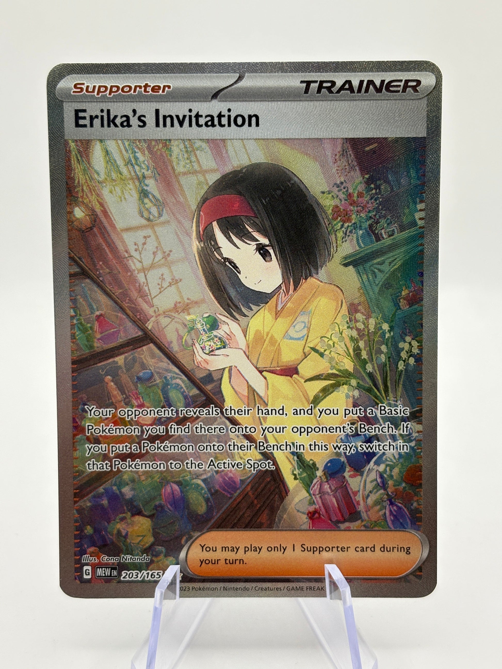 Pokemon TCG 151 MEW - Erika’s Invitation 203/165 Special Illustration Rare NM FRENLY BRICKS - Open 7 Days