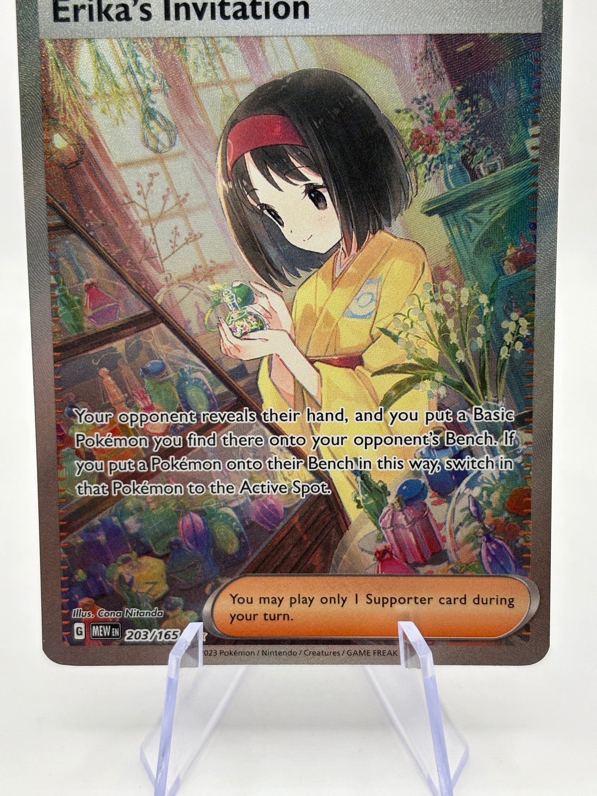 Pokemon TCG 151 MEW - Erika’s Invitation 203/165 Special Illustration Rare NM FRENLY BRICKS - Open 7 Days