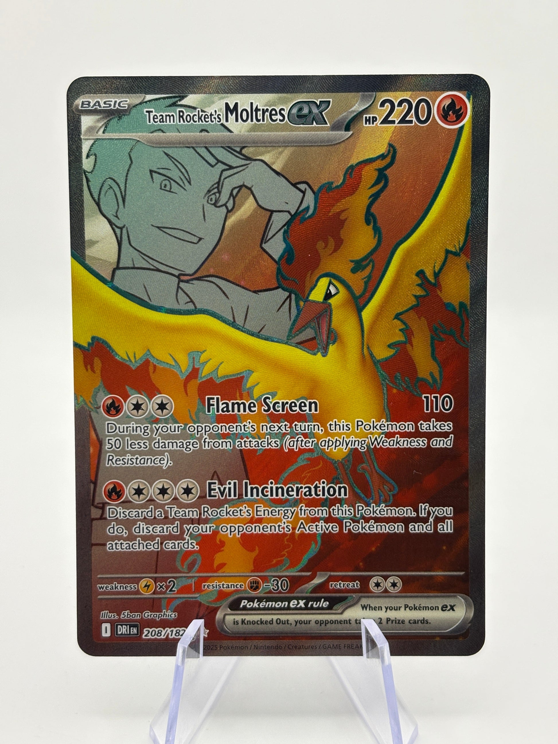 Pokemon TCG Destined Rivals - Team Rockets Moltres EX 208/182 NM FRENLY BRICKS - Open 7 Days