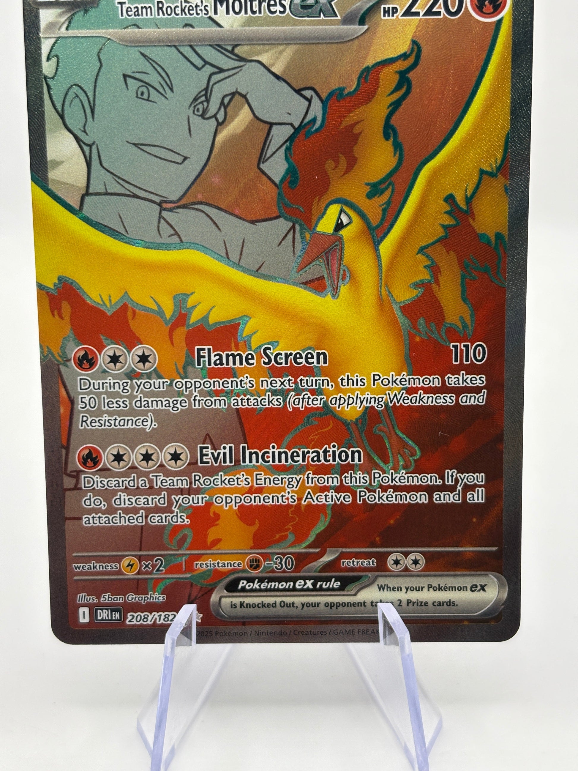 Pokemon TCG Destined Rivals - Team Rockets Moltres EX 208/182 NM FRENLY BRICKS - Open 7 Days